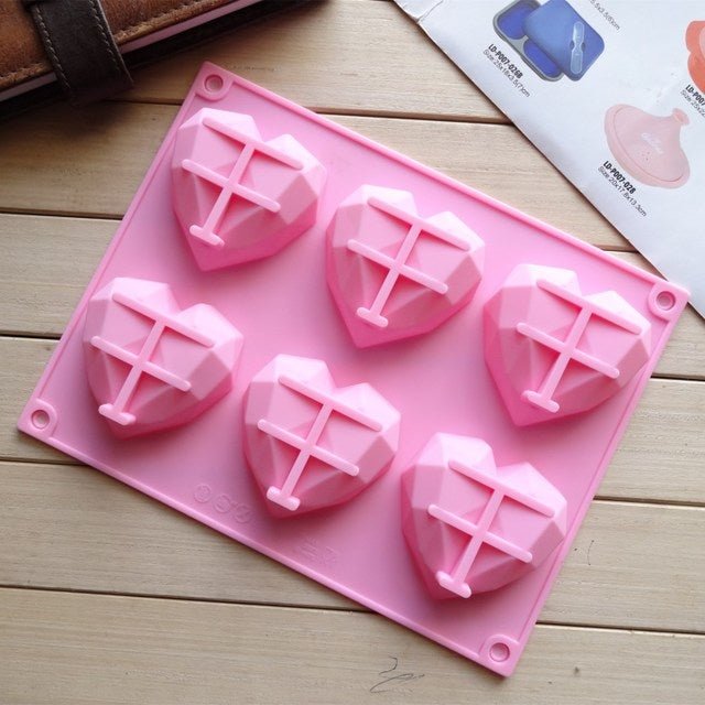 6 in 1 Heart Shape Silicone Mold For Baking Mousse Cake DIY Silicone Molds - DealBuddy