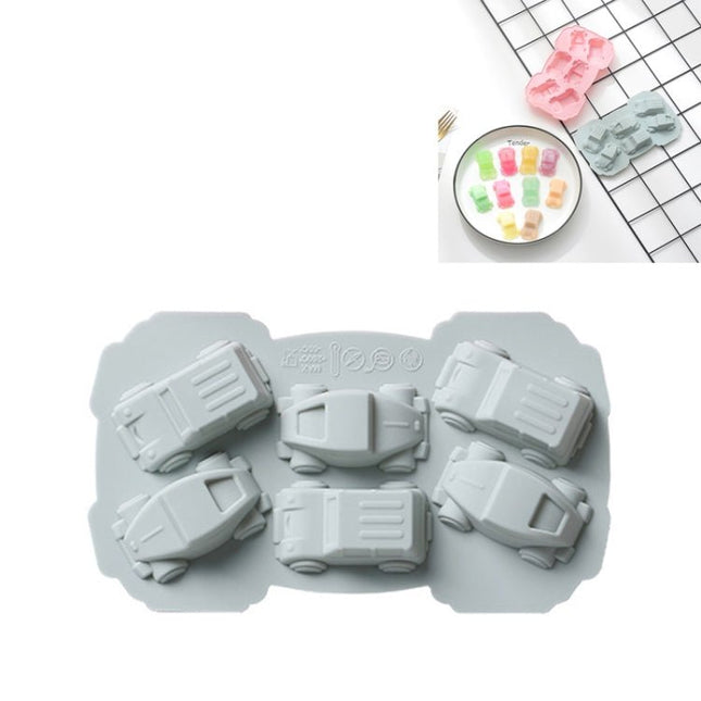 6 PCS Creative Cake Chocolate Mold 3D Car Cartoon Household Silicone Baking Ice Tray Mold - DealBuddy