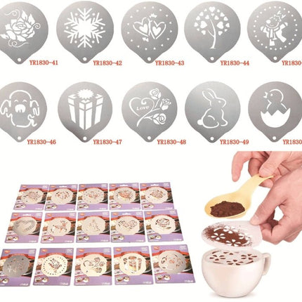 6 PCS Stainless Steel Garland Mold Fancy Coffee Printing Model Coffee Milk Foam Spray Pattern Template Random Style Delivery - DealBuddy