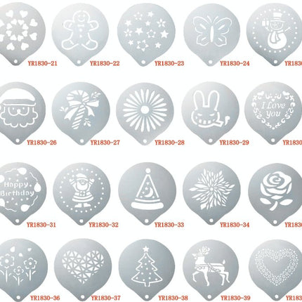 6 PCS Stainless Steel Garland Mold Fancy Coffee Printing Model Coffee Milk Foam Spray Pattern Template Random Style Delivery - DealBuddy