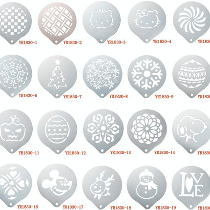 6 PCS Stainless Steel Garland Mold Fancy Coffee Printing Model Coffee Milk Foam Spray Pattern Template Random Style Delivery - DealBuddy