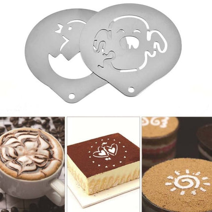 6 PCS Stainless Steel Garland Mold Fancy Coffee Printing Model Coffee Milk Foam Spray Pattern Template Random Style Delivery - DealBuddy