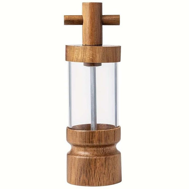 7 inch Manual Black Pepper Wood Grinder Transparent Acrylic Pepper Seasoning Bottle - DealBuddy
