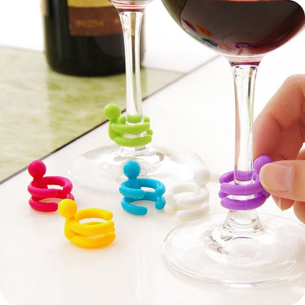7 PCS Cartoon Silicone Sealed Spiral Red Wine Stopper + Cup Feet Set, Random Color Delivery - DealBuddy