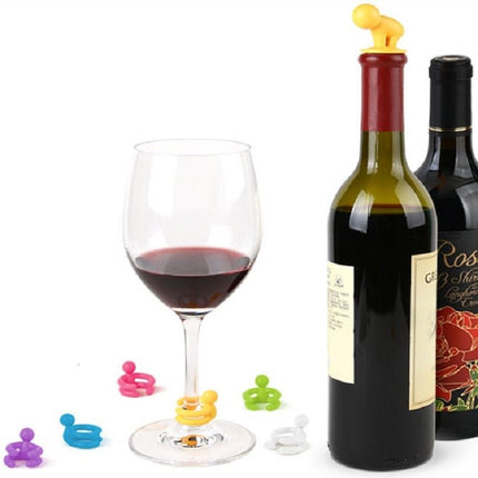 7 PCS Cartoon Silicone Sealed Spiral Red Wine Stopper + Cup Feet Set, Random Color Delivery - DealBuddy