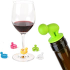 7 PCS Cartoon Silicone Sealed Spiral Red Wine Stopper + Cup Feet Set, Random Color Delivery - DealBuddy