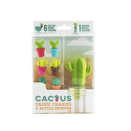 7 PCS Creative Cactus Silicone Wine Bottle Stopper + Wine Glass Marker Set - DealBuddy