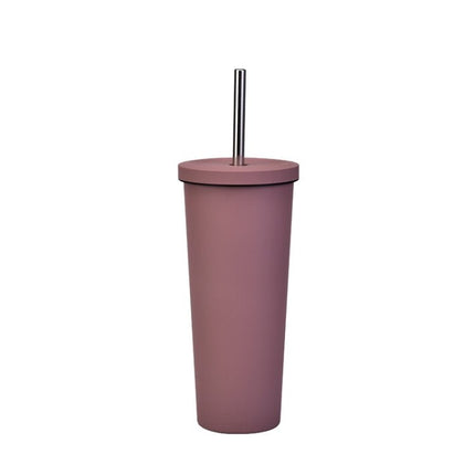 700ml Large Capacity Double Stainless Steel Straw Cup Vacuum Outdoor 304 Insulation Cup Car Water Cup - DealBuddy