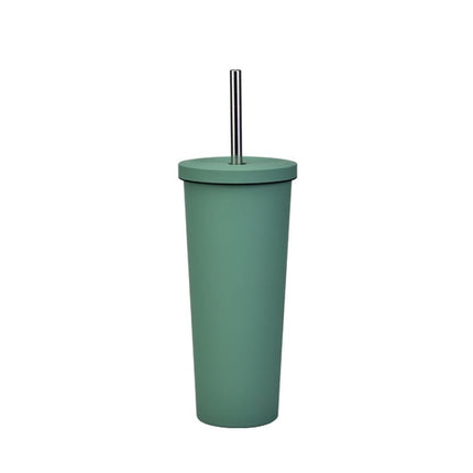 700ml Large Capacity Double Stainless Steel Straw Cup Vacuum Outdoor 304 Insulation Cup Car Water Cup - DealBuddy