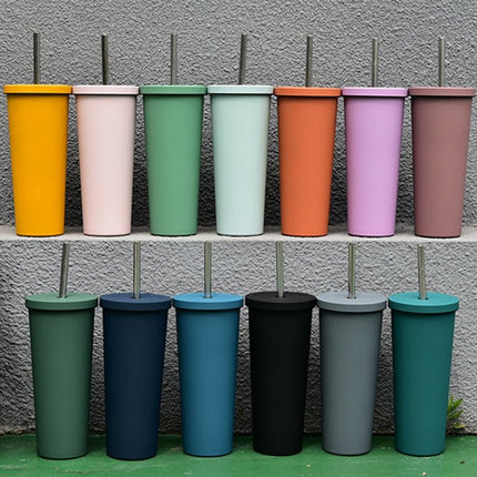 700ml Large Capacity Double Stainless Steel Straw Cup Vacuum Outdoor 304 Insulation Cup Car Water Cup - DealBuddy