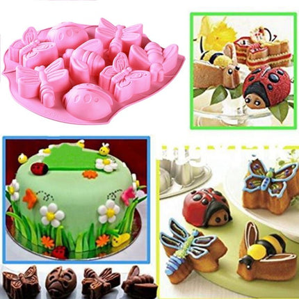 8 - in - 1 Insect Butterfly Dragonfly Beetle Shaped Silica Cake Mold - DealBuddy