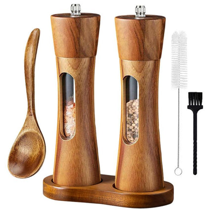 8 inch Acrylic Pepper Grinder Pagoda - shaped Wooden Kitchen Pepper Mill - DealBuddy