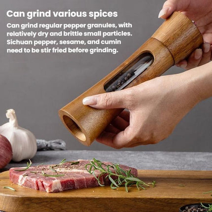 8 inch Acrylic Pepper Grinder Pagoda - shaped Wooden Kitchen Pepper Mill - DealBuddy