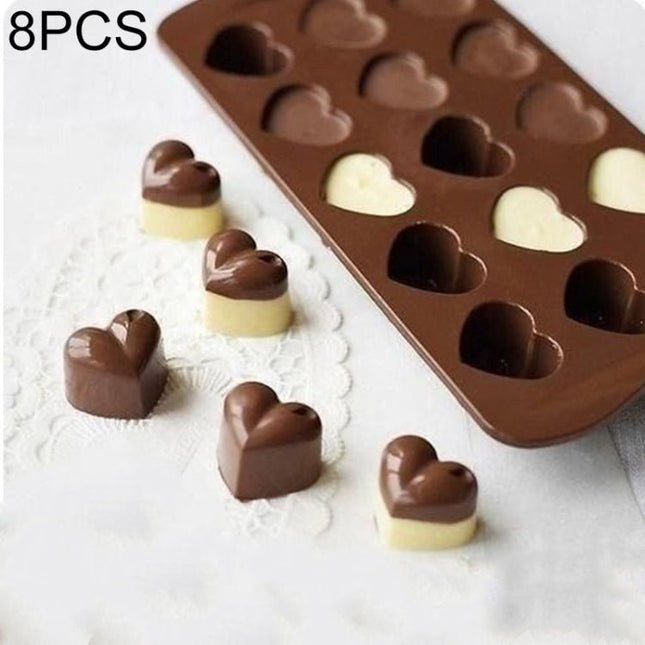 8 PCS Silicone Love Shape 15 Grid Cake Chocolate Ice Tray Mold - DealBuddy