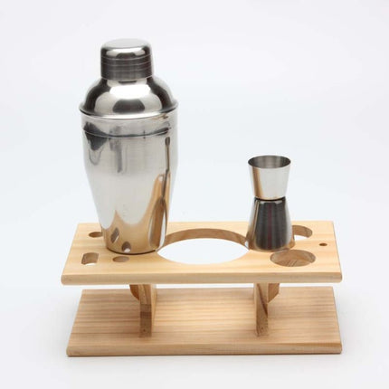 9 in 1 Stainless Steel Cocktail Shaker Tools Set with Wooden Mount, Capacity: 350ml - DealBuddy