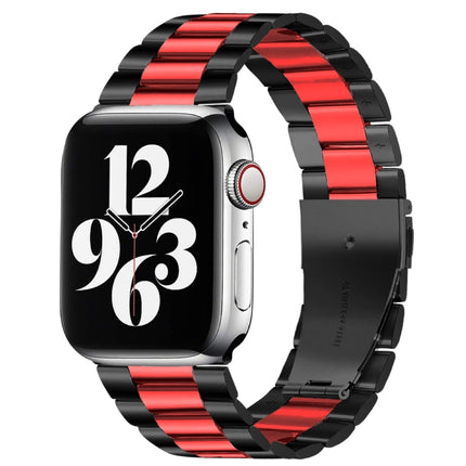 For Apple Watch Series 10 42mm / 9&8&7 41mm / SE 3&SE 2&6&SE&5&4 40mm / 3&2&1 38mm Fold Buckle 3 Beads Stainless Steel Watch Band