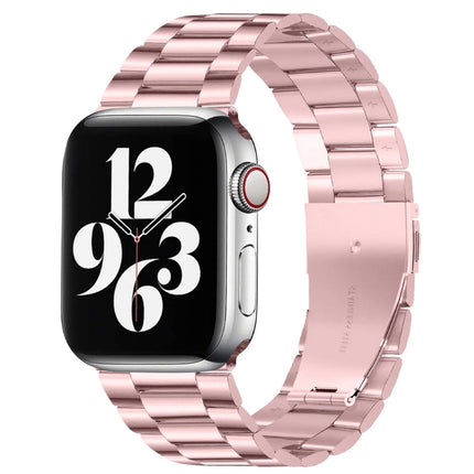 For Apple Watch Series 10 42mm / 9&8&7 41mm / SE 3&SE 2&6&SE&5&4 40mm / 3&2&1 38mm Fold Buckle 3 Beads Stainless Steel Watch Band