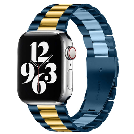 For Apple Watch Series 10 42mm / 9&8&7 41mm / SE 3&SE 2&6&SE&5&4 40mm / 3&2&1 38mm Fold Buckle 3 Beads Stainless Steel Watch Band