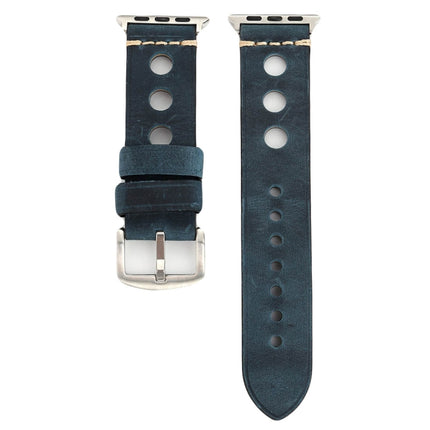 For Apple Watch Series 10 42mm / 9&8&7 41mm / SE 3&SE 2&6&SE&5&4 40mm / 3&2&1 38mm Retro Hole Genuine Leather Wrist Watch Band, For 38mm