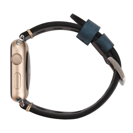 For Apple Watch Series 10 42mm / 9&8&7 41mm / SE 3&SE 2&6&SE&5&4 40mm / 3&2&1 38mm Retro Hole Genuine Leather Wrist Watch Band, For 38mm