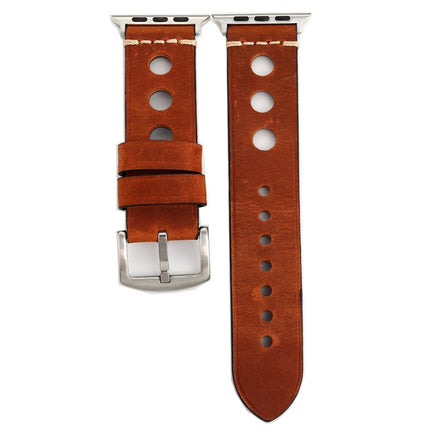 For Apple Watch Series 10 42mm / 9&8&7 41mm / SE 3&SE 2&6&SE&5&4 40mm / 3&2&1 38mm Retro Hole Genuine Leather Wrist Watch Band, For 38mm - DealBuddy