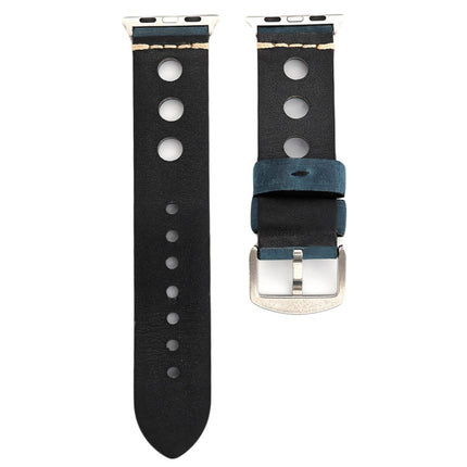 For Apple Watch Series 7 45mm / 6 & SE & 5 & 4 44mm / 42mm 3 & 2 & 1 Retro Hole Genuine Leather Wrist Watch Band, For 42mm