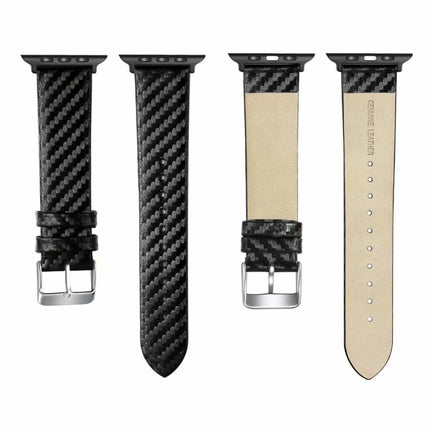 Genuine Leather Carbon Fiber Strap for Apple Watch Series 5 & 4 40mm & Series 3 & 2 & 1 38mm - DealBuddy
