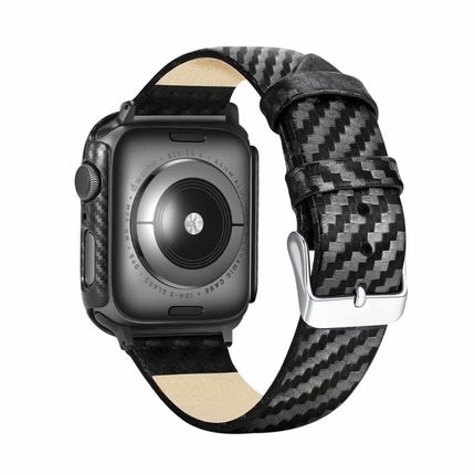 Genuine Leather Carbon Fiber Strap for Apple Watch Series 5 & 4 40mm & Series 3 & 2 & 1 38mm - DealBuddy