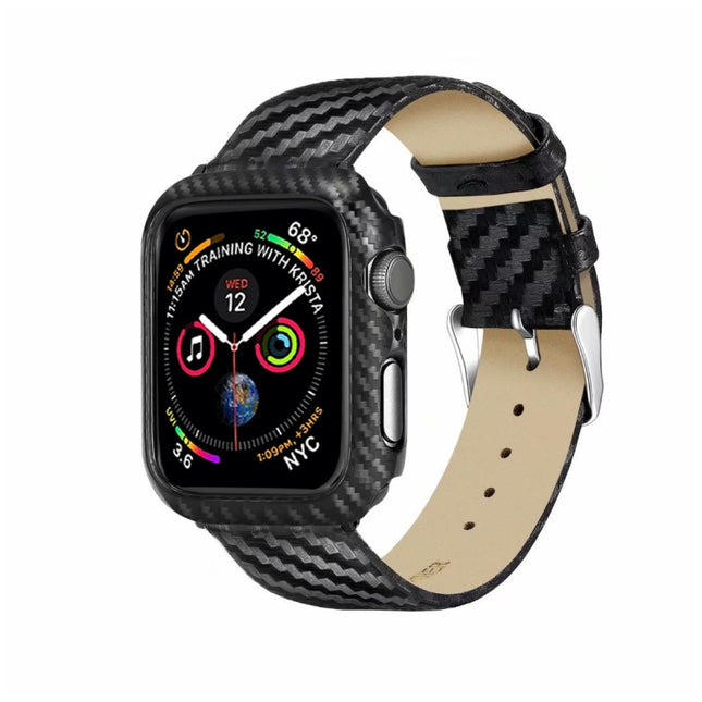 Genuine Leather Carbon Fiber Strap + Frame for Apple Watch Series 4 40mm - DealBuddy