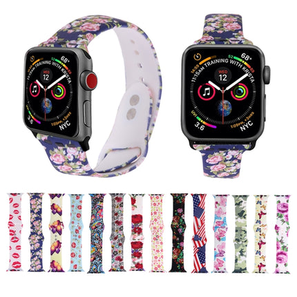 Silicone Printing Strap for Apple Watch Series 5 & 4 40mm (Color Flower Pattern)