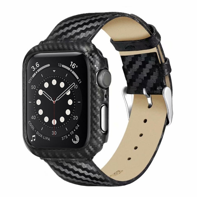 Genuine Leather Carbon Fiber Strap + Frame for Apple Watch Series 3 & 2 & 1 42mm - DealBuddy