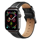 Black Buckle Leather Watch Band For Apple Watch Series 10 42mm / 9&8&7 41mm / SE 3&SE 2&6&SE&5&4 40mm / 3&2&1 38mm - DealBuddy