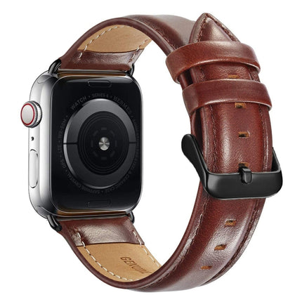 Black Buckle Leather Watch Band For Apple Watch Series 10 42mm / 9&8&7 41mm / SE 3&SE 2&6&SE&5&4 40mm / 3&2&1 38mm, For Apple Watch Series 8&7 41mm / SE 2&6&SE&5&4 40mm / 3&2&1 38mm - DealBuddy