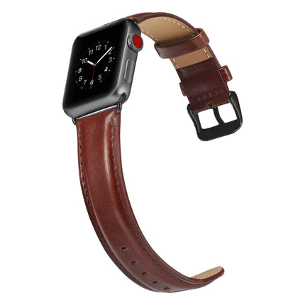Black Buckle Leather Watch Band For Apple Watch Series 10 42mm / 9&8&7 41mm / SE 3&SE 2&6&SE&5&4 40mm / 3&2&1 38mm, For Apple Watch Series 8&7 41mm / SE 2&6&SE&5&4 40mm / 3&2&1 38mm - DealBuddy