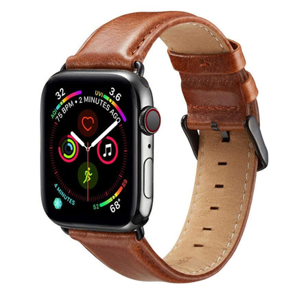 Black Buckle Leather Watch Band For Apple Watch Series 10 42mm / 9&8&7 41mm / SE 3&SE 2&6&SE&5&4 40mm / 3&2&1 38mm - DealBuddy