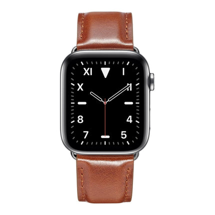 Black Buckle Leather Watch Band For Apple Watch Series 10 42mm / 9&8&7 41mm / SE 3&SE 2&6&SE&5&4 40mm / 3&2&1 38mm, For Apple Watch Series 8&7 41mm / SE 2&6&SE&5&4 40mm / 3&2&1 38mm