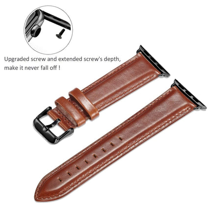 Black Buckle Leather Watch Band For Apple Watch Series 10 42mm / 9&8&7 41mm / SE 3&SE 2&6&SE&5&4 40mm / 3&2&1 38mm, For Apple Watch Series 8&7 41mm / SE 2&6&SE&5&4 40mm / 3&2&1 38mm