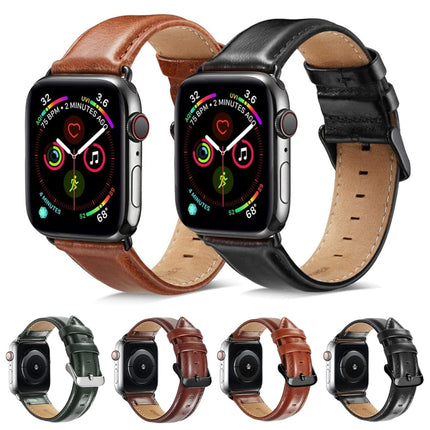 Black Buckle Leather Watch Band For Apple Watch Series 10 42mm / 9&8&7 41mm / SE 3&SE 2&6&SE&5&4 40mm / 3&2&1 38mm - DealBuddy