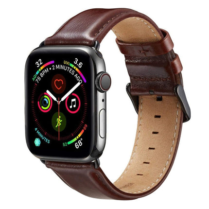Black Buckle Leather Watch Band For Apple Watch Ultra 49mm&Watch Ultra 2 49mm / Series 10 46mm / 9&8&7 45mm / SE 3&SE 2&6&SE&5&4 44mm / 3&2&1 42mm - DealBuddy
