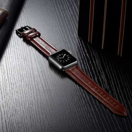 Black Buckle Leather Watch Band For Apple Watch Ultra 49mm&Watch Ultra 2 49mm / Series 10 46mm / 9&8&7 45mm / SE 3&SE 2&6&SE&5&4 44mm / 3&2&1 42mm, For Apple Watch Ultra 49mm / Series 8&7 45mm / SE 2&6&SE&5&4 44mm / 3&2&1 42mm - DealBuddy