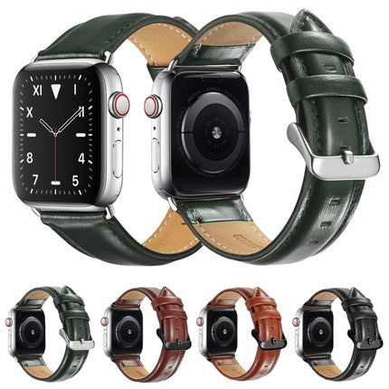 Black Buckle Leather Watch Band For Apple Watch Ultra 49mm&Watch Ultra 2 49mm / Series 10 46mm / 9&8&7 45mm / SE 3&SE 2&6&SE&5&4 44mm / 3&2&1 42mm - DealBuddy