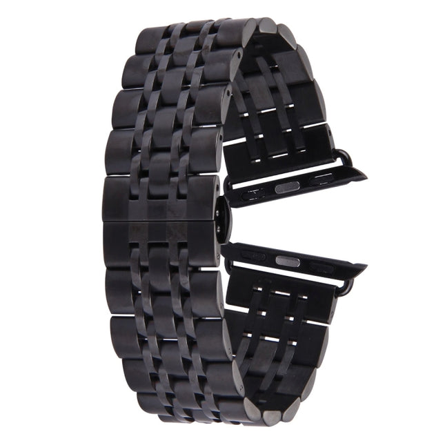 20mm Women Hidden Butterfly Buckle 7 Beads Stainless Steel Watch Band For Apple Watch 38mm(Silver Gold)