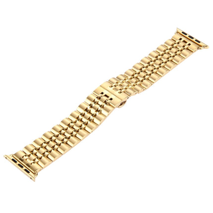 20mm Women Hidden Butterfly Buckle 7 Beads Stainless Steel Watch Band For Apple Watch 38mm(Silver Gold), 20mm Women