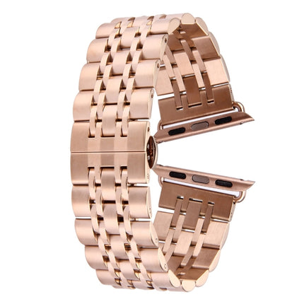20mm Women Hidden Butterfly Buckle 7 Beads Stainless Steel Watch Band For Apple Watch 38mm(Silver Gold) - DealBuddy