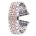 20mm Women Hidden Butterfly Buckle 7 Beads Stainless Steel Watch Band For Apple Watch 38mm(Silver Gold) - DealBuddy