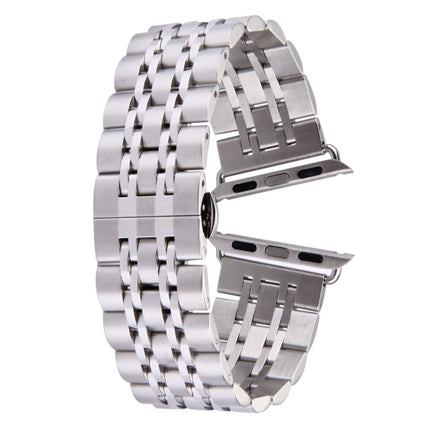 20mm Women Hidden Butterfly Buckle 7 Beads Stainless Steel Watch Band For Apple Watch 38mm(Silver Gold), 20mm Women