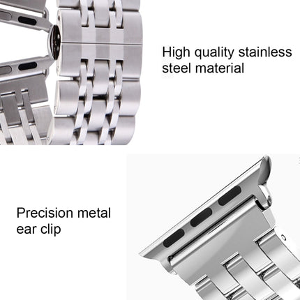 20mm Women Hidden Butterfly Buckle 7 Beads Stainless Steel Watch Band For Apple Watch 38mm(Silver Gold), 20mm Women