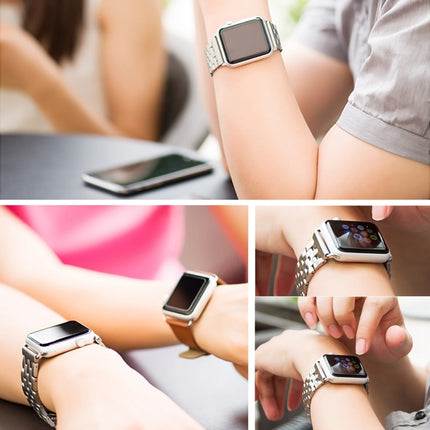 Hidden Butterfly Buckle 7 Beads Stainless Steel Watch Band For Apple Watch 42mm(Silver Gold), 20mm Women - DealBuddy