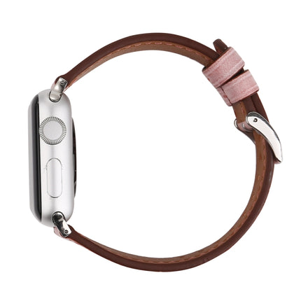 For Apple Watch Series 10 42mm / 9&8&7 41mm / SE 3&SE 2&6&SE&5&4 40mm / 3&2&1 38mm Fresh Style Genuine Leather Watch Band - DealBuddy