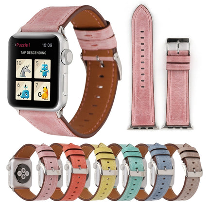 For Apple Watch Series 10 42mm / 9&8&7 41mm / SE 3&SE 2&6&SE&5&4 40mm / 3&2&1 38mm Fresh Style Genuine Leather Watch Band - DealBuddy